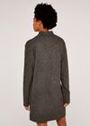 High Neck Chunky Knitted Dress, Dark Grey - Charcoal, large