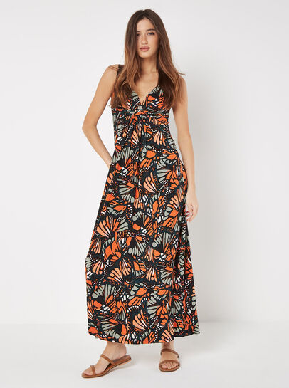 Butterfly Wings Jersey Maxi Dress