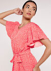 Dot Pleats Details Dress, Coral, large