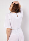 Textured Cotton Crop Top, White, large