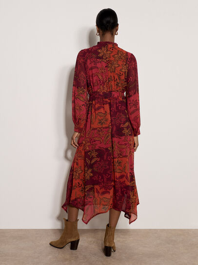 Patchwork Paisley Chiffon Maxi Dress