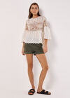 Crochet Lace Cotton Top, Stone, large