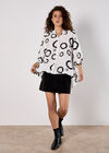 Abstract Circles Oversized Blouse, White, large
