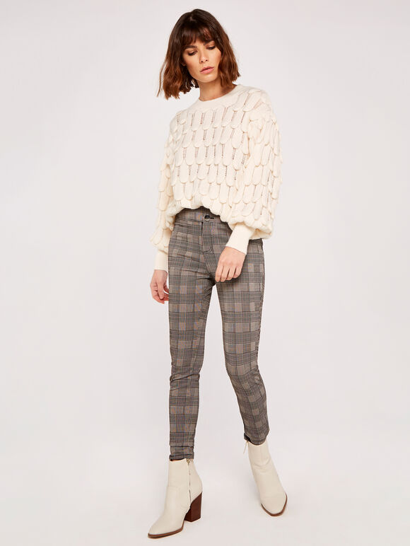 Scallop Knit Oversized Jumper, White, large