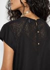 Crochet Insert T-Shirt, Black, large