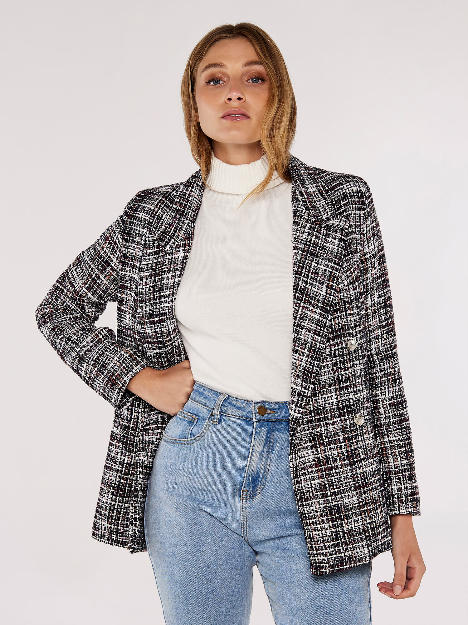 Oversized sales checkered blazer