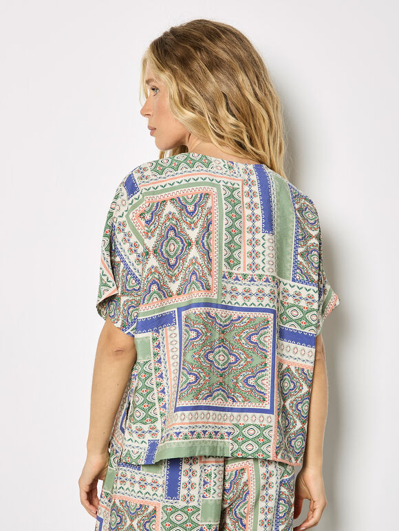 Folk Patchwork Blouse, Stone, large