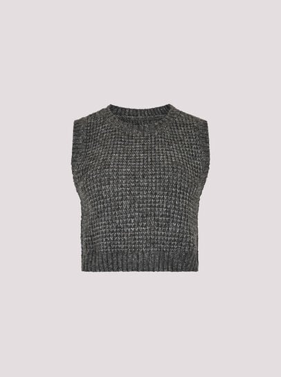Cropped Waffle Knitted Vest Top