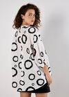 Abstract Circles Oversized Blouse, White, large