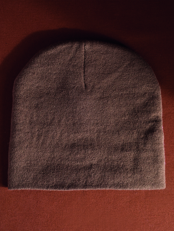 Printed Beanie, Brown, large