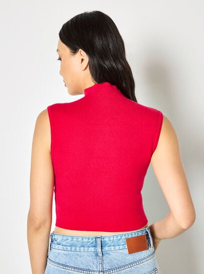 High Neck Knitted Crop Top