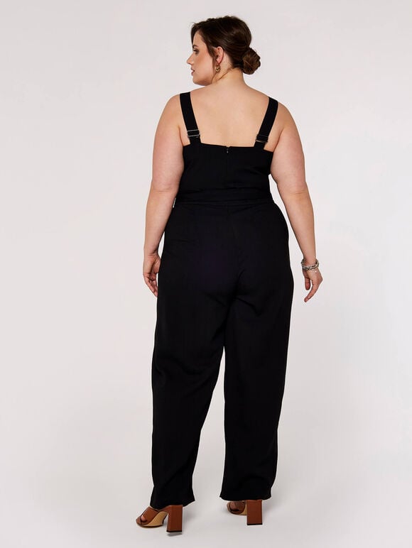 Curve Dungaree Jumpsuit, Black, large