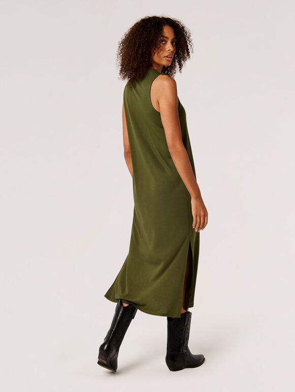 Jersey Modal Midi Dress, Khaki, large
