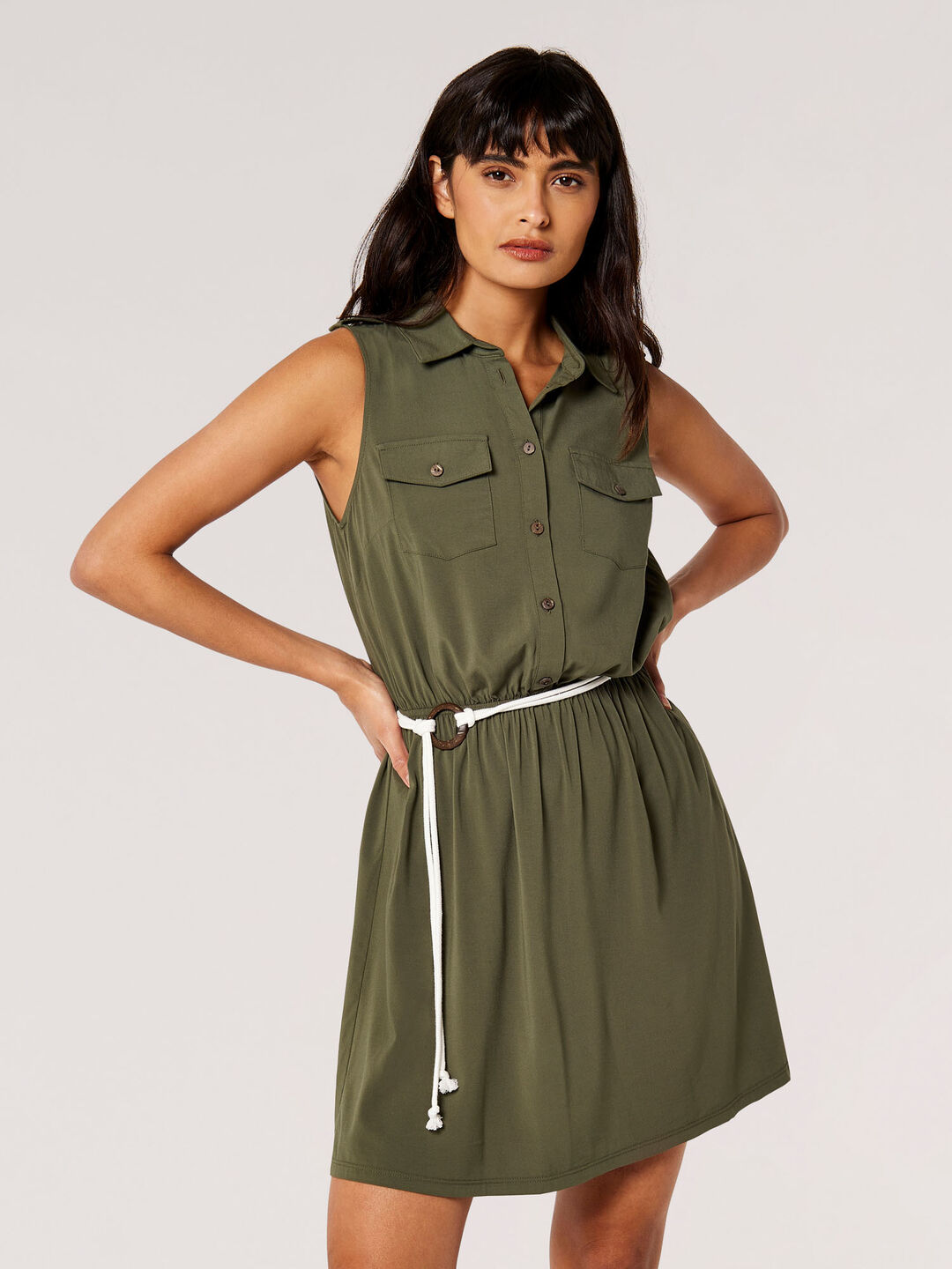 Image of Sleeveless Shirt Mini Dress