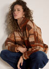 Soft Boucle Check Jacket, Brown, large