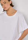 Sparkle Stud Oversized T-Shirt, White, large