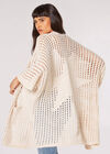 Star Motif Open Knit Cardigan, Stone, large