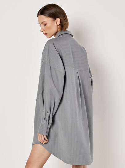 Pinstripe Oversized Shirt Mini Dress