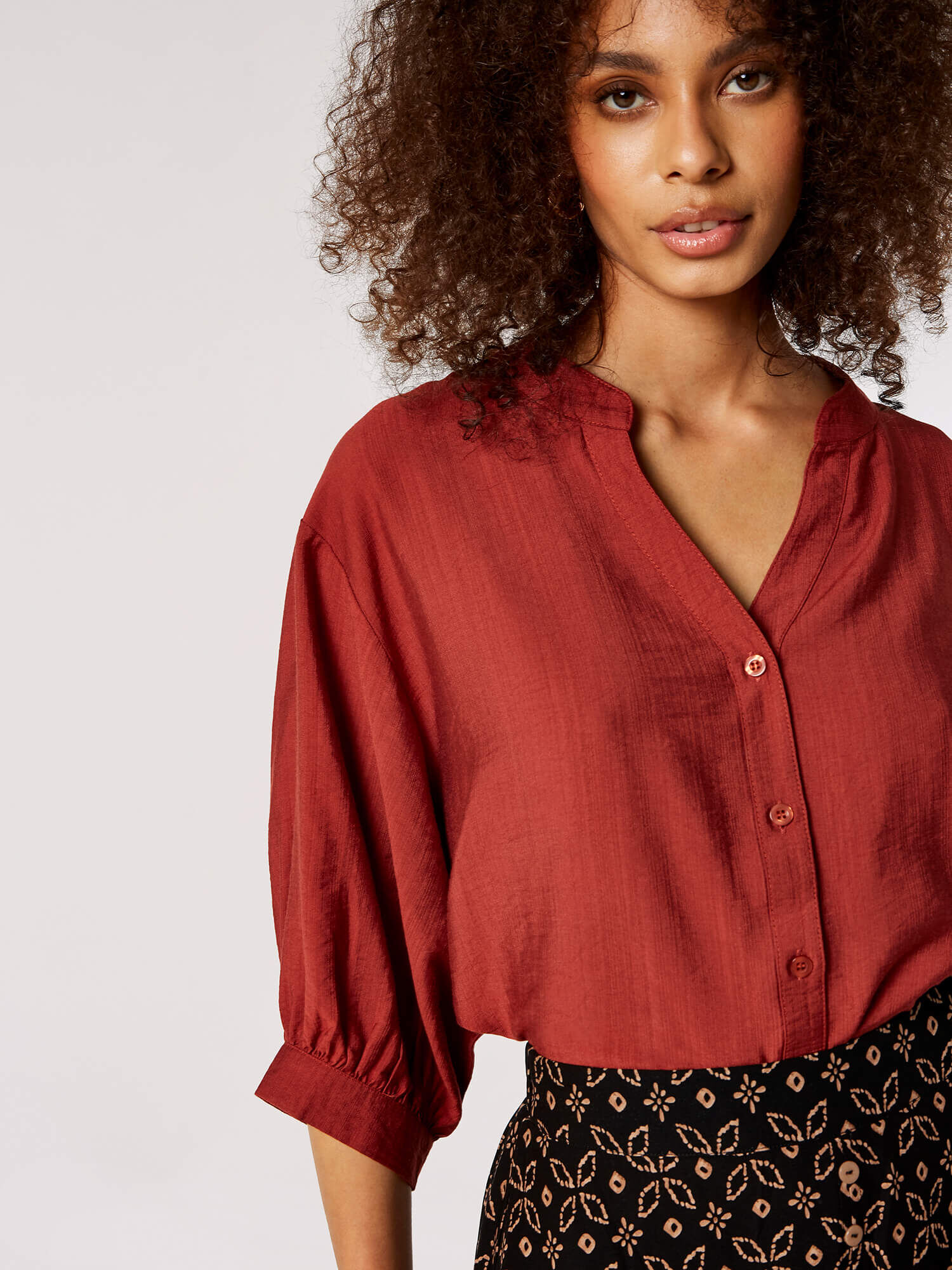 High low discount button down blouse