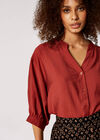 Textured High-Low Shirt, Rust, large