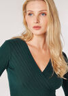 Rib Knit Wrap Top, Green, large