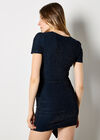 Metallic Bodycon Wrap Mini Dress, Navy, large