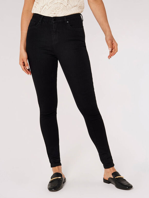 Mid-rise Skinny Jeans, Black, large