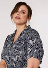Curve Paisley Shirt Midi Dress, Navy, large