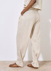 Linen Blend Cinch Hem Trousers, Cream, large