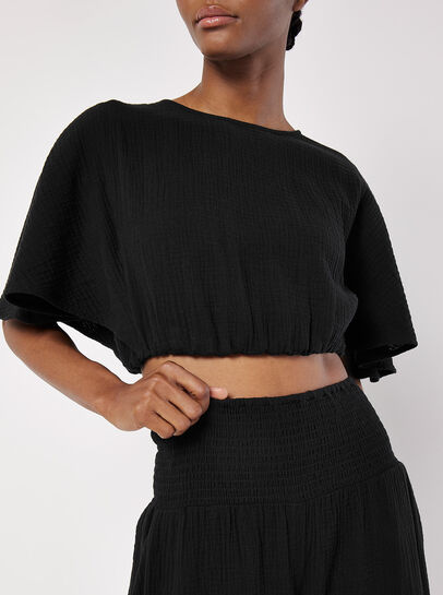 Smocked Waistband Palazzo Trousers