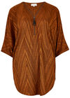 Chevron Jaquard Big Zipper Top, Rust, large