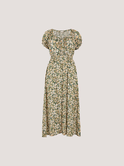 Watercolour Floral Milkmaid Midi Dress