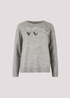 Sequin Embellished Bow Jumper, Grey, large