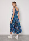 Ditsy Floral Smocked Midi Dress, Blue, large