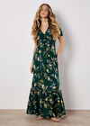 Watercolour Floral Smocked Maxi Dress, Green, large