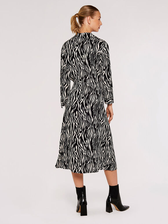 Zebra Print Shirt Dress, Cream, large
