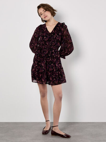 Ditsy Floral Chiffon Ruffle Dress