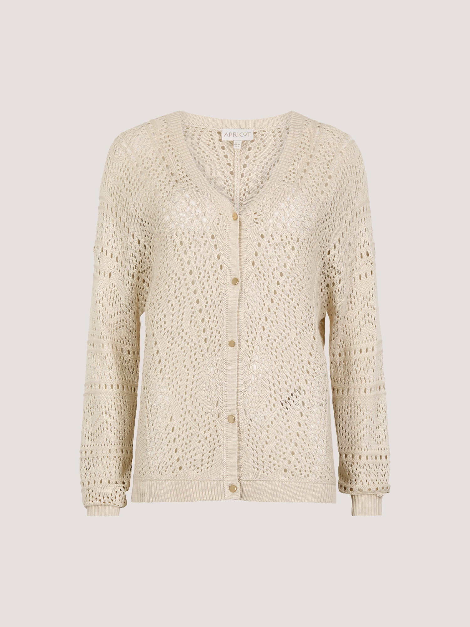 Chevron Pointelle Knit Cardigan | Apricot Clothing