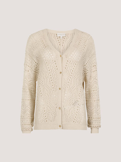 Chevron Pointelle Knit Cardigan