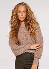 Flecked Ribbed Knit Jumper, Pink, large