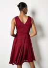 Floral Lace Fit And Flare Mini Dress, Burgundy, large