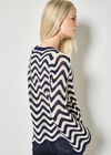 Stripe Waves Pointelle Knit Jumper, Navy, large