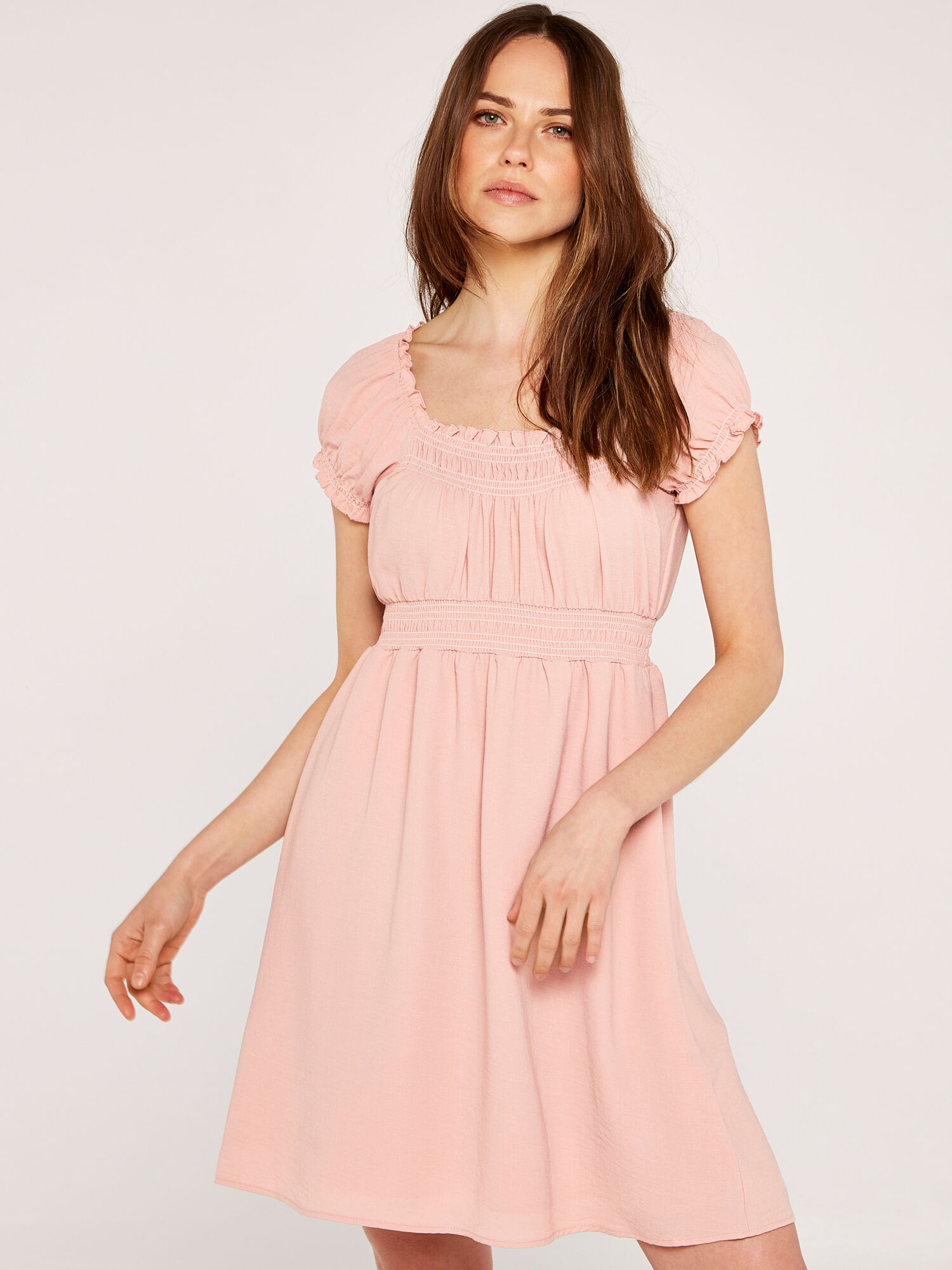 Milkmaid Mini Dress Apricot Clothing