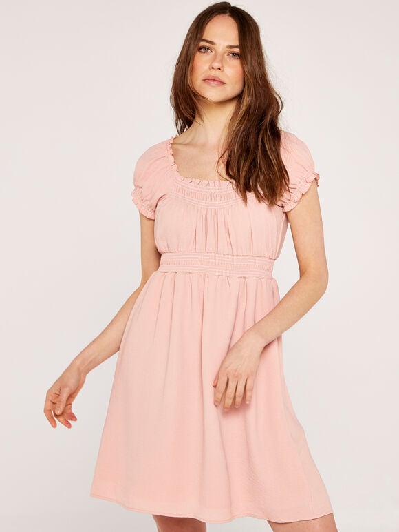 Milkmaid Mini Dress, Pink, large