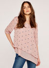 Floral Layered Asymmetric Top, Pink, large