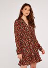 Ditsy Floral Mini Dress, Orange, large