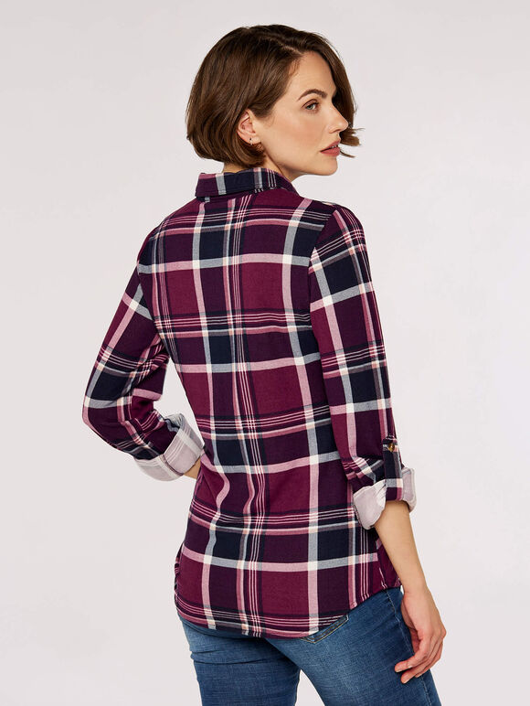 Classic Check Print Shirt, Red, large