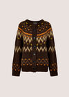 Fair Isle Chunky Knit Cardigan, Brown, large