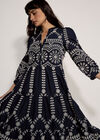 Floral Broderie Anglaise Midi Dress, Navy, large