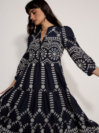 Floral Broderie Anglaise Midi Dress